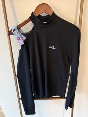 Black One-Shoulder Mock Neck Top